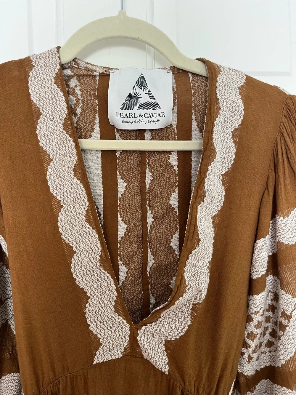 Pearl & Caviar Brown & Cream Printed Maxi Dress - Picture 2 of 3